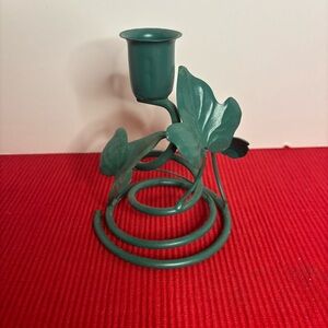 Grape Vine Green Metal Christmas Candle Holder